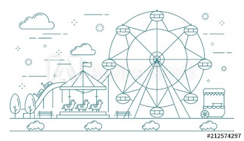 Horizontal banner of amusement park