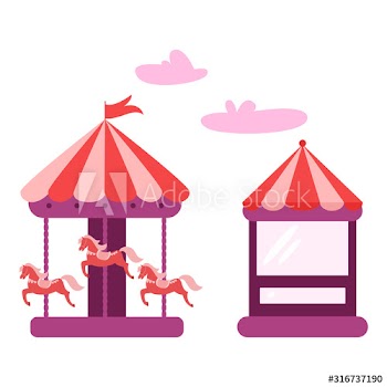 Horizontal banner of amusement park with circus tent