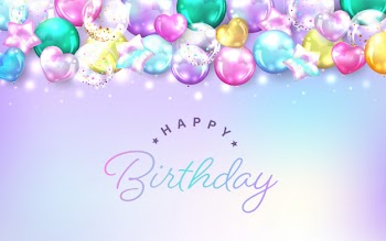 Horizontal colorful balloons background for birthday card Free Vector