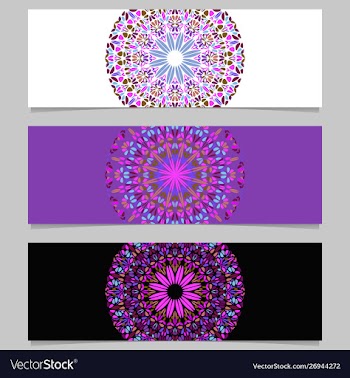 Horizontal colorful flower mandala banner vector image