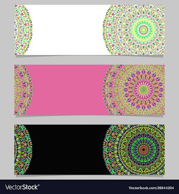 Horizontal stone mandala banner set - colorful vector image