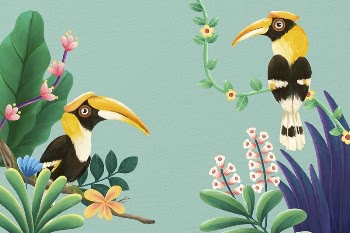 Hornbill birds background, green design, | Free Photo Illustration - rawpixel