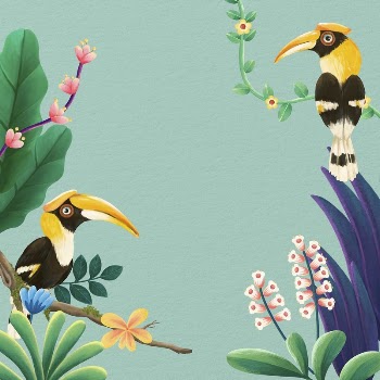 Hornbill birds background, green design, | Free Photo Illustration - rawpixel