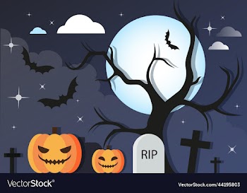 horror halloween tree pumpkinbat art