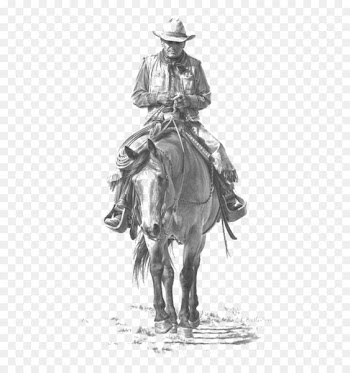 Horse American frontier Cowboy Drawing - Rider 