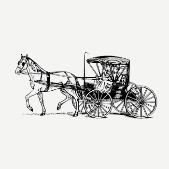 Horse and buggy drawing, carriage | Free PSD - rawpixel