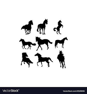 horse animal silhouette set collection design