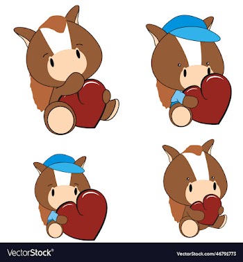 horse baby cartoon valentine heart pack