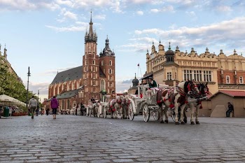 Horse carts on Krakow main square