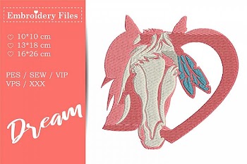 Horse in a Heart - Embroidery File for Beginners