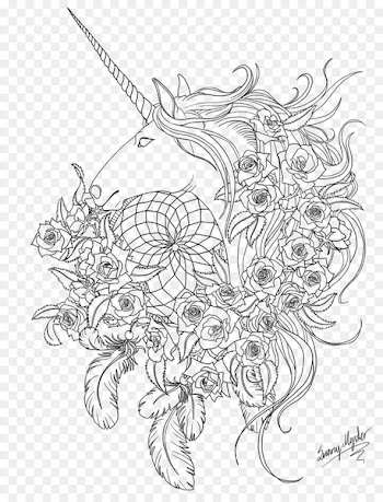 Horse Line art Visual arts Sketch - unicorn dream catcher 