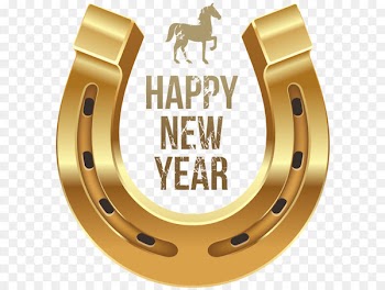 Horse New Year's Day Wish Clip art - Happy New Year with Horse and Horseshoe PNG Clipart 