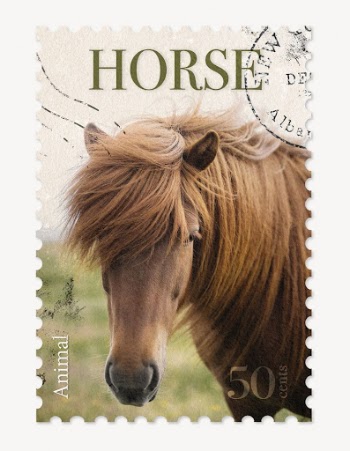Horse postage stamp, animal collage | Free PSD - rawpixel