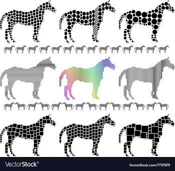 Horse silhouette mosaic set vector image