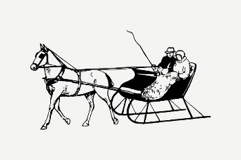Horse sleigh clipart, vintage transportation | Free PSD Illustration - rawpixel