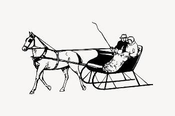 Horse sleigh drawing, vintage transportation | Free Vector Illustration - rawpixel