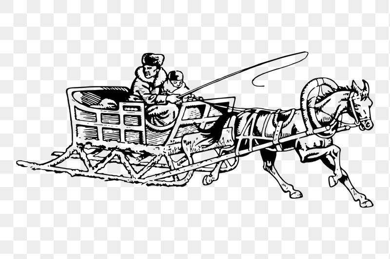 Horse sleigh png sticker illustration, | Free PNG - rawpixel