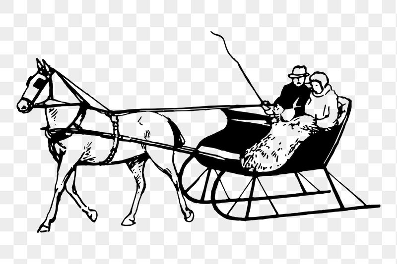 Horse sleigh png sticker, vintage | Free PNG - rawpixel