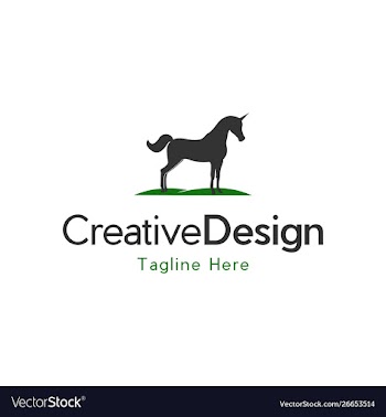 Horse unicorn silhouette logo vector image