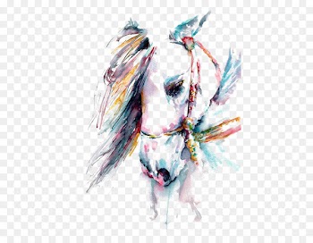 Horse Watercolor painting Art White - horse 
