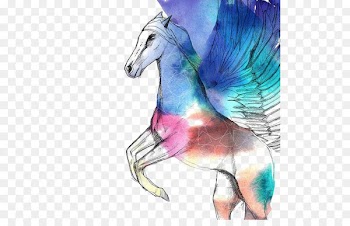 Horse Watercolor painting Illustration - Watercolor Pegasus 