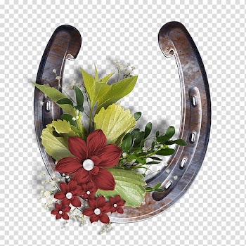 Horseshoe and red flowers, Floral design Flower , U-flower decoration transparent background PNG clipart