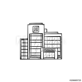 Hospital building hand drawn outline doodle icon