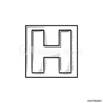 Hospital sign in square hand drawn outline doodle icon