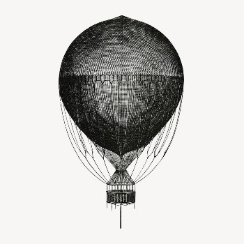 Hot air balloon collage element, | Free PSD Illustration - rawpixel