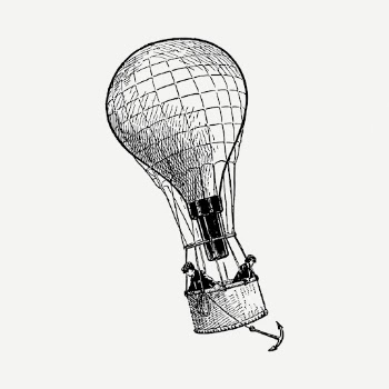 Hot air balloon drawing, vintage | Free PSD - rawpixel