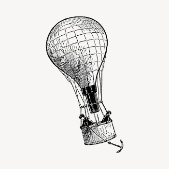 Hot air balloon drawing, vintage | Free Vector - rawpixel