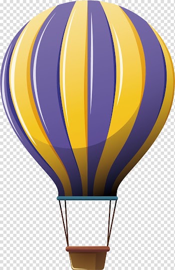 Hot air balloon, flying Illustration, Yellow purple hot air balloon transparent background PNG clipart