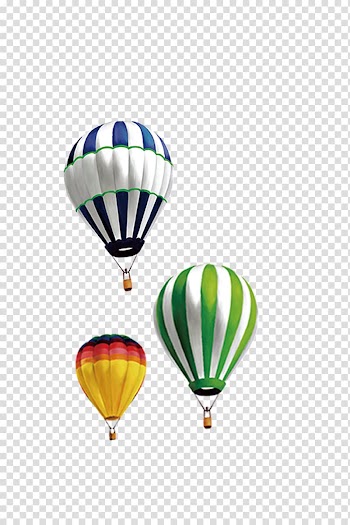 Hot air balloon, Three hot air balloons transparent background PNG clipart