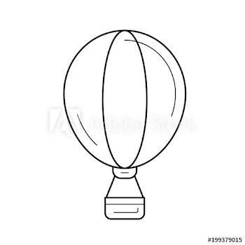 Hot air balloon vector line icon isolated on white background