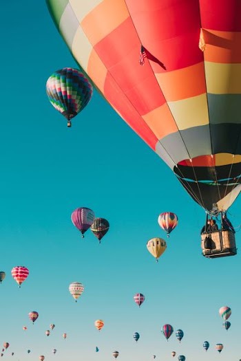 hot air balloons under blue sky