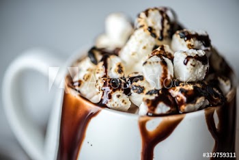 Hot chocolate drink with marshmallows