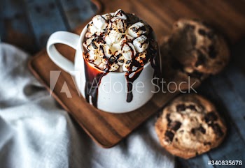 Hot chocolate drink with marshmallows