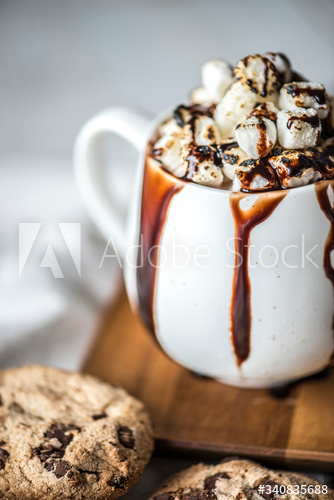 Hot chocolate drink with marshmallows