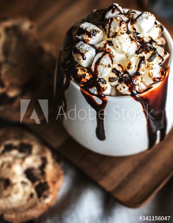 Hot chocolate drink with marshmallows