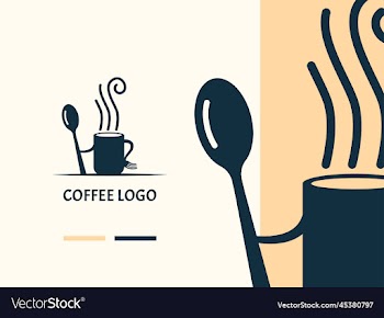 hot coffee cup holding spoon logo design