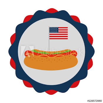 hot dog and flag american food celebration