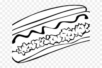 Hot Dog Clipart Free Vector - Junk Food Line Drawing