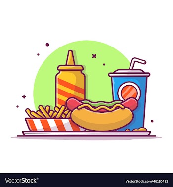 hot dog french fries soft drink and mustard