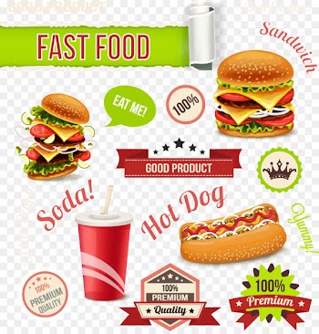 Hot dog Hamburger Fast food Veggie burger French fries - Vector burgers and hot dogs 
