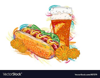 Hot dog with colorful splashes vector image
