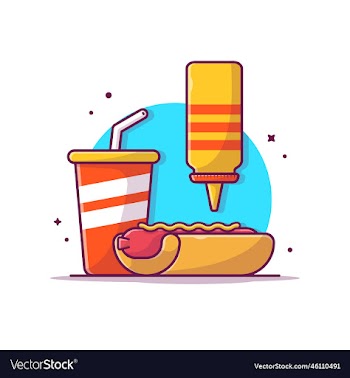 hot dog with mustard and soft drink cartoon