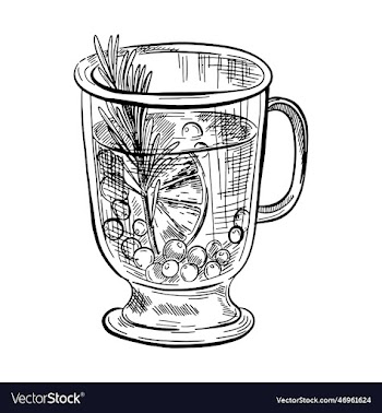 hot drinks in mug of glass with lemon and berries