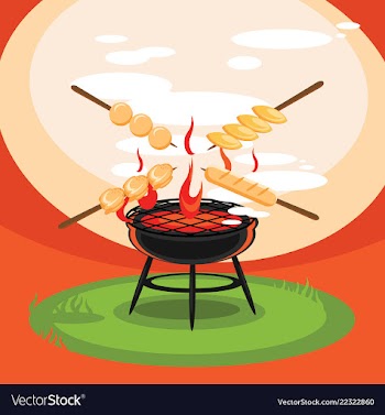 Hot grill backyard party vector image