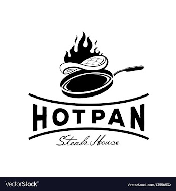 Hot pan steak house logo vector image