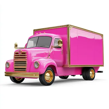 Hot Pink Delivery Truck with Gold Accents Hot Pink Delivery Truck with Gold Accents